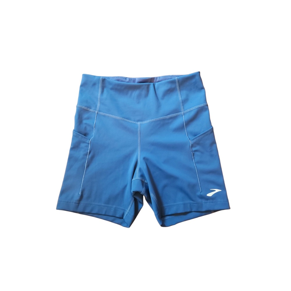 Brooks Method 5" Short Tights Womens M7 Blue High Waisted Running Short 221523